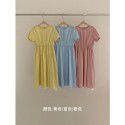 Waist tightening and slimming dress for women's summer sweet and elegant round neck first love dress