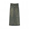 Spring New Wrapped Hip Skirt Women's Straight to Floor Denim Half length Skirt