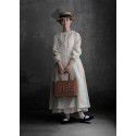 Early Autumn New Japanese Lace Stand Collar Linen Long Sleeve Sweet lace Splice Back Button Long Dress