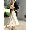 Back Elastic Waist Temperament A-line Half length Dress Early Spring New Covering Crotch Mid length French Umbrella Skirt