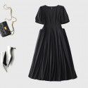 Waist tightening and slimming with bubble sleeves, Sen style women's high waisted dress, round neck, casual and gentle style dress, children
