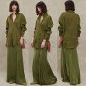 Atmosphere Beauty · Sand Wash Copper Ammonia Silk Curved Cut with Smooth Green Copper Ammonia Silk Elastic Waist Fishtail Half Skirt
