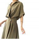 Design sense New French niche shirt dress Women's spring commuting haute couture long skirt Elegant and slim skirt