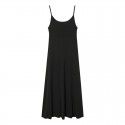 Spring New Product Solid Color Dry Cotton Square Neck Knitted Sleeveless Strap Dress for Women