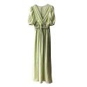 French V-neck Dress Women's Summer New Sweet and Fairy Bubble Sleeves Mid length Skirt