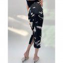 Spring New Slim Fit Slim Irregular Printed Skirt Children's Celebrity Style Dress Split Half Skirt