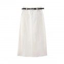 Summer women's versatile mid length high waisted denim skirt for women