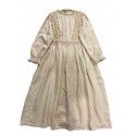 Early Autumn New Japanese Lace Stand Collar Linen Long Sleeve Sweet lace Splice Back Button Long Dress
