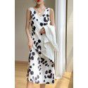 Triacetic acid satin suspender dress for women's French silk A-line texture printed high waisted summer wear 