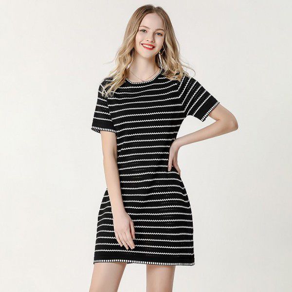 Spring/Summer New Dress Loose Skirt Breathable Slim Women's Stripe Breathable A-line Skirt