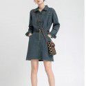 Waist tightening and slimming denim dress autumn women's new French retro texture skirt