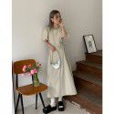 Early Spring New French Lace Up Waist Dress Women's Design Sense Small Person Bubble Sleeve Skirt