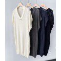 Spring Dress B Family Women's Mid length Knitwear V-neck Mid length Acetic Acid Linen Dress Women's Suspended Dress