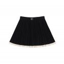 Vintage Campus Cross Flower Embroidery Knitted Pleated Skirt Spring Style Women's Dress with Contrast Color Short Skirt