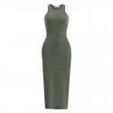 Spring/Summer New Spicy Girl Open Back Sexy Wrapped Hip Slim Fit Dress Mid length Sleeveless Tank Top Skirt