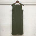 Spring/Summer Acetic Acid Blended Fish Tail Sleeveless Dress Commuter Light Mature B Pair Easy Care Dress