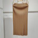 Spring/Summer Pleated Casual Fashion Versatile Temperament Commuting Front Split Half Skirt