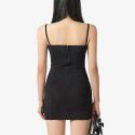 Waistband Short Skirt Checkered Dark Pattern Cotton Sling Dress