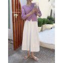 Back Elastic Waist Temperament A-line Half length Dress Early Spring New Covering Crotch Mid length French Umbrella Skirt