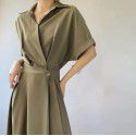 Design sense New French niche shirt dress Women's spring commuting haute couture long skirt Elegant and slim skirt