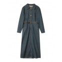 Waist tightening and slimming denim dress autumn women's new French retro texture skirt