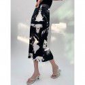 Spring New Slim Fit Slim Irregular Printed Skirt Children's Celebrity Style Dress Split Half Skirt