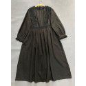 Early Autumn New Japanese Lace Stand Collar Linen Long Sleeve Sweet lace Splice Back Button Long Dress