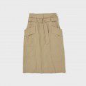 Commuter Double Pocket High Waist Belt Mid length Cotton Half Skirt A-line Skirt