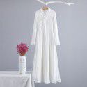 Spring and Autumn New Chinese Retro Women's White Top Improved Audrey Slim Fit Knitted Qipao Tea Dress Long Dress