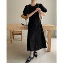 Early Spring New French Lace Up Waist Dress Women's Design Sense Small Person Bubble Sleeve Skirt