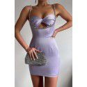 Sexy Black Strap Dress Fashionable and Luxury with Diamond Cut out Temperament Twisted Slim Fit Wrapped Hip Short Dress