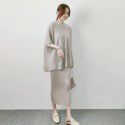 Spring and summer new worsted New Australia ji fine wool slim fit wrap hip skirt with thin pit stripe knitted half skirt for women