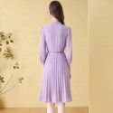 Fashionable Bubble Sleeves Chiffon Dress for Women's Spring New Style Temperament: Slim Waist, Reduced Age, 100 Pleated Mid length Dress