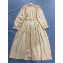 Early Autumn New Japanese Lace Stand Collar Linen Long Sleeve Sweet lace Splice Back Button Long Dress