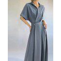 Design sense New French niche shirt dress Women's spring commuting haute couture long skirt Elegant and slim skirt