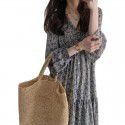 Spring New French Kikyo Fragmented Flower Long Sleeve Hepburn Wind Lotus Leaf Edge Long Dress