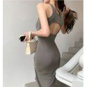 Spring/Summer New Spicy Girl Open Back Sexy Wrapped Hip Slim Fit Dress Mid length Sleeveless Tank Top Skirt