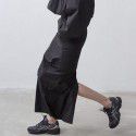 New summer style embellishment with slit and lightweight black skirt