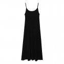 Spring New Product Solid Color Dry Cotton Square Neck Knitted Sleeveless Strap Dress for Women