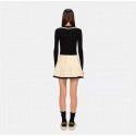 Vintage Campus Cross Flower Embroidery Knitted Pleated Skirt Spring Style Women's Dress with Contrast Color Short Skirt