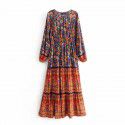 TürkiyeBohemiaprintedlongsleeveexoticstylefakedressThainationalstyledress 