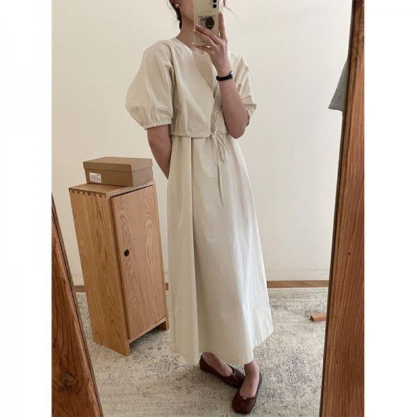 Spring/Summer New Korean Version High Waist Slim A-line Long Dress