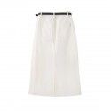 Summer women's versatile mid length high waisted denim skirt for women