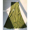 Atmosphere Beauty · Sand Wash Copper Ammonia Silk Curved Cut with Smooth Green Copper Ammonia Silk Elastic Waist Fishtail Half Skirt