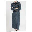 Waist tightening and slimming denim dress autumn women's new French retro texture skirt