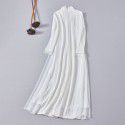 Spring and Autumn New Chinese Retro Women's White Top Improved Audrey Slim Fit Knitted Qipao Tea Dress Long Dress