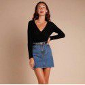 Autumn and Winter New Denim Half Skirt High Waist Slim Fit Mini Short Skirt Versatile and Simple Women