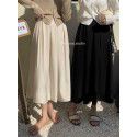 Back Elastic Waist Temperament A-line Half length Dress Early Spring New Covering Crotch Mid length French Umbrella Skirt