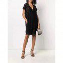Spring Dress B Family Women's Mid length Knitwear V-neck Mid length Acetic Acid Linen Dress Women's Suspended Dress