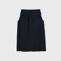 Commuter Double Pocket High Waist Belt Mid length Cotton Half Skirt A-line Skirt